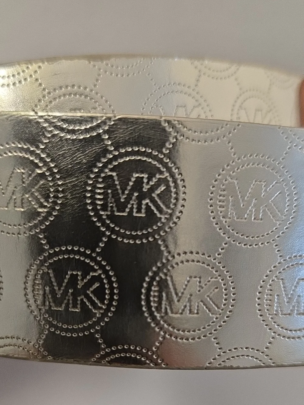Michael Kors Gold and Brown Logo Leather Belt